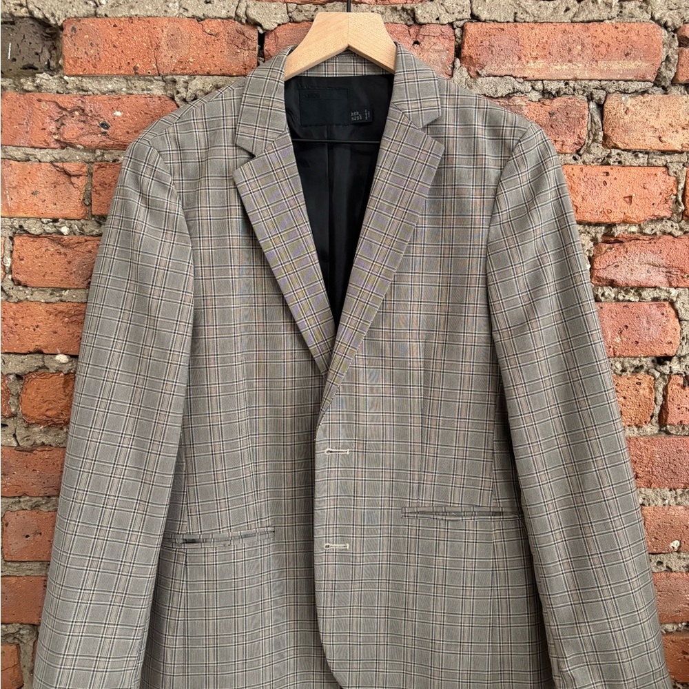 ASOS Classic Plaid Blazer in Gray and Black